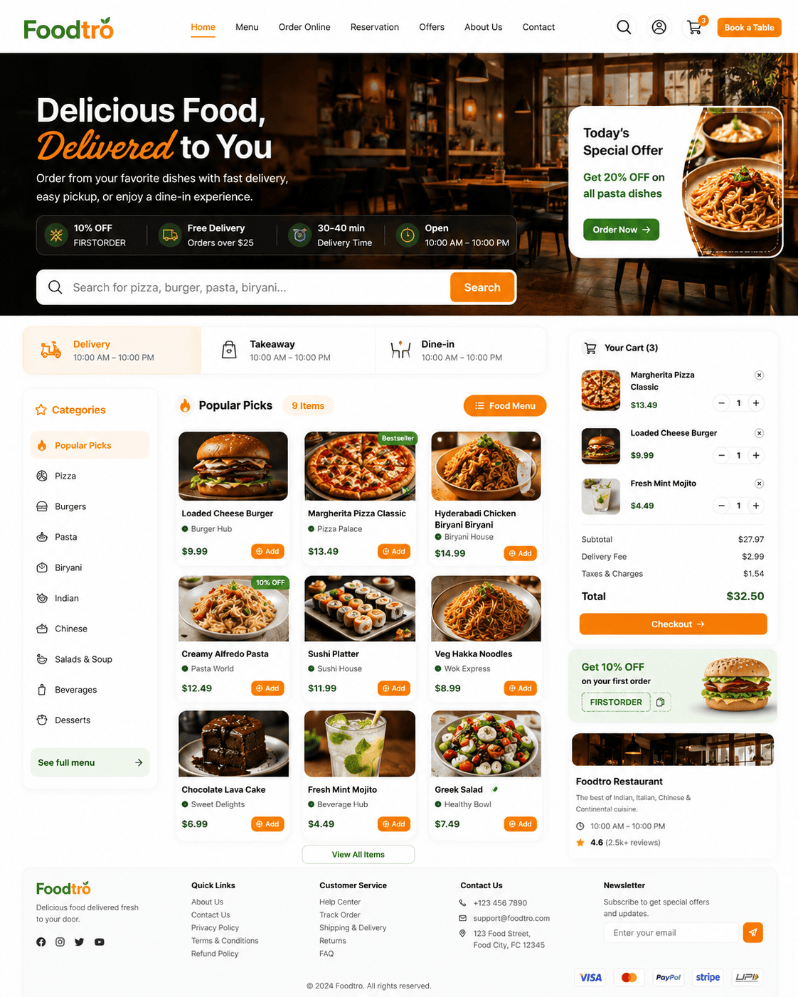 restaurant website with online ordering system